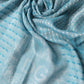 Light Blue Silk Blend Fringed Logo 185cm x 73.5cm Scarf