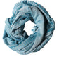 Light Blue Silk Blend Fringed Logo 185cm x 73.5cm Scarf