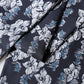 Black Blue Silk Floral Pattern Fringe 140cm x 16cm  Scarf