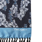 Black Blue Silk Floral Pattern Fringe 140cm x 16cm  Scarf