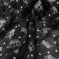 Black Wool Crown Print Fringe Neck Wrap 180cm x 65cm Scarf