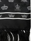Black Silk Crown Fringes Neck Wrap Shawl 136cm X 15cm Scarf