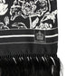 Black White Silk Floral Print Fringe 136cm X 15.5cm  Scarf