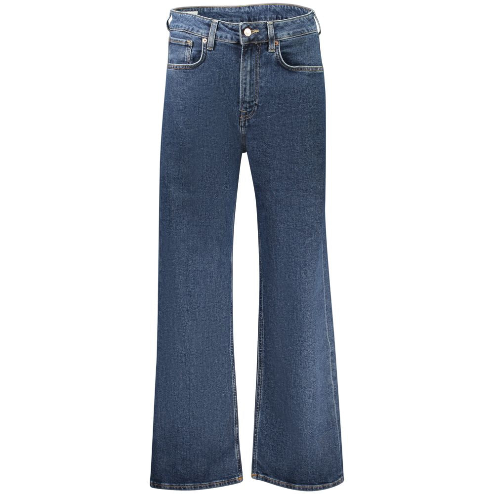 Blue Cotton Straight-Leg Jeans