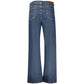 Blue Cotton Straight-Leg Jeans