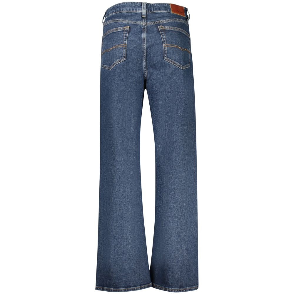 Blue Cotton Straight-Leg Jeans