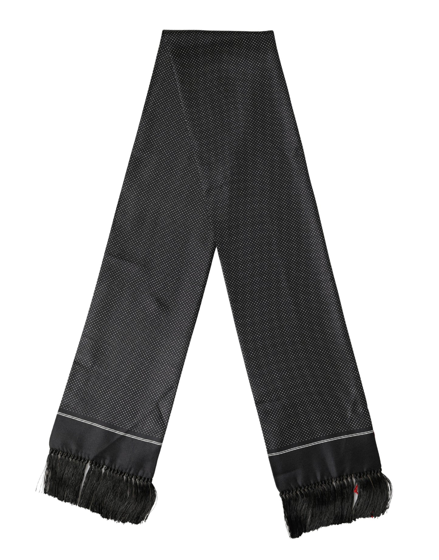 Black Silk Polka Dot Crown Foulard 140cm X 16.5cm Scarf