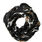 Black Dog Print Modal Wool Wrap Foulard 178cm X 63cm Scarf