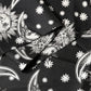 Black Silk Sun Moon Star Fringe Foulard 178cm X 33cm Scarf