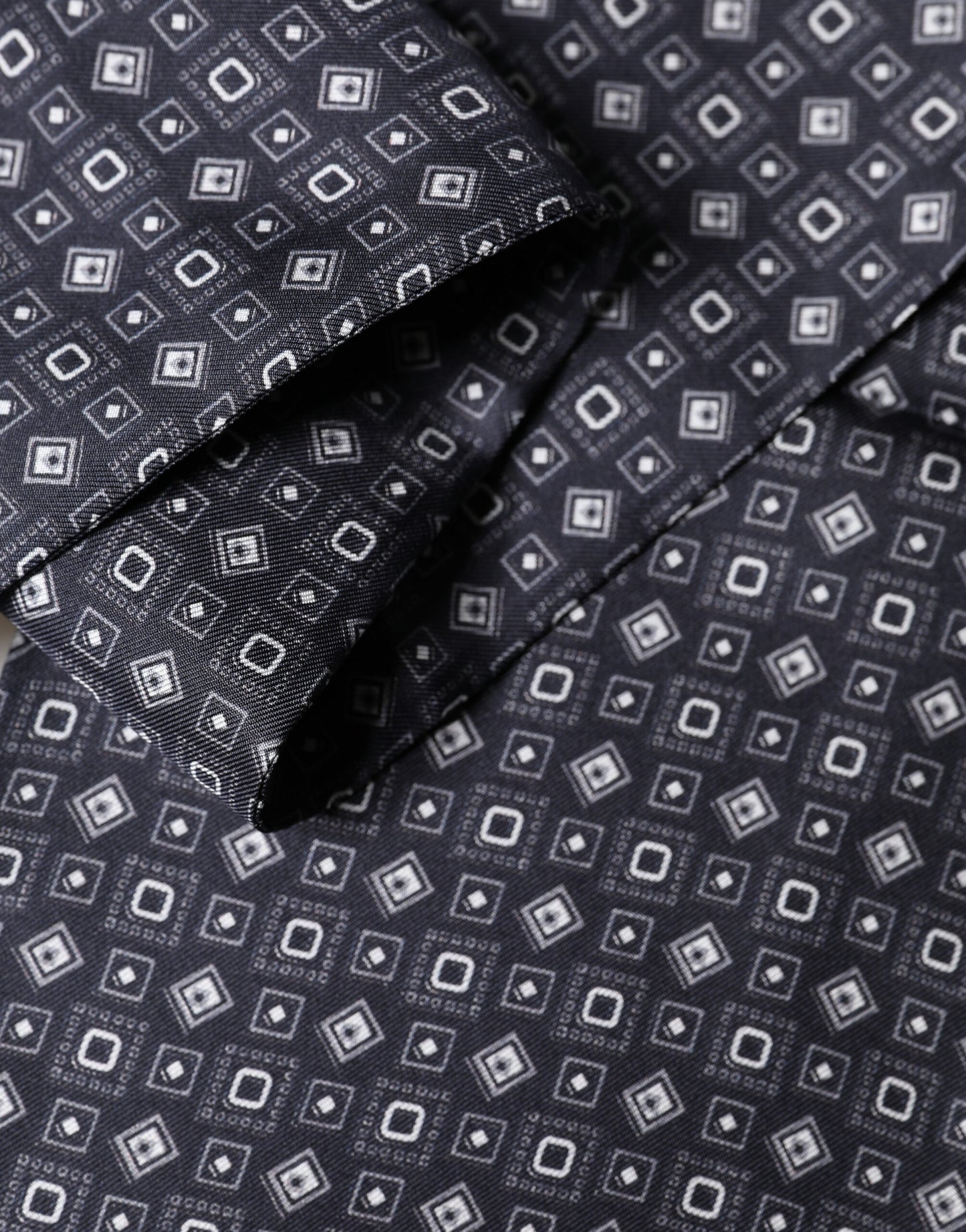 Black Silk Geometric Fringe Wrap Foulard 136cm X 15cm  Scarf