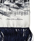 White Black Music City Print Silk Fringe 141cm X 15cm Scarf