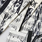 White Black Music City Print Silk Fringe 141cm X 15cm Scarf
