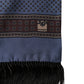 Blue Silk Geometric Fringe Foulard Wrap 131.5x15.5cm Scarf