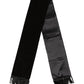 Black Silk Fringe Neck Wrap Foulard 139.5cm x 15.5cm Scarf