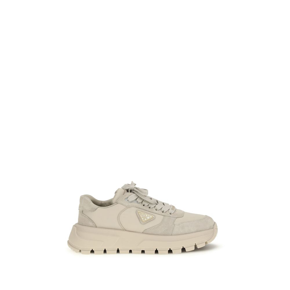 Beige Recycled Polyamide Athletic Sneakers
