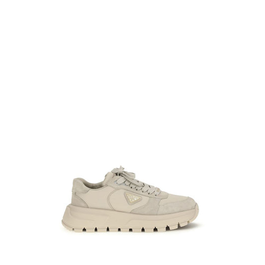 Beige Recycled Polyamide Athletic Sneakers