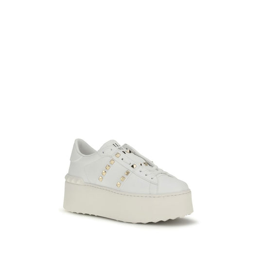 White Calf Leather Bos Taurus Platform Sneakers