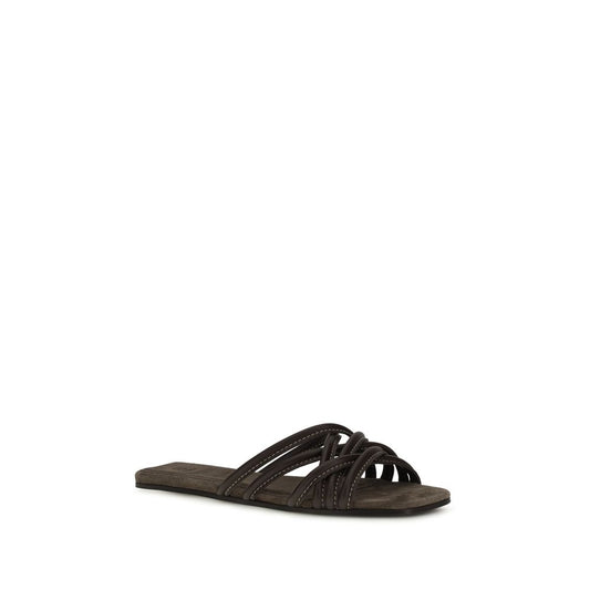 Brown Calf Leather Bos Taurus Flat Sandals