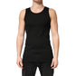 Black Cotton Ribbed Sleeveless Tank Top  T-shirt