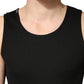 Black Cotton Ribbed Sleeveless Tank Top  T-shirt