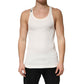 Ivory Cotton Ribbed Sleeveless Tank Top  T-shirt