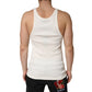 Ivory Cotton Ribbed Sleeveless Tank Top  T-shirt