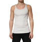 Gray Cotton Ribbed Sleeveless Tank Top T-shirt