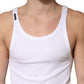 White Ribbed Cotton Sleeveless Tank Top T-shirt