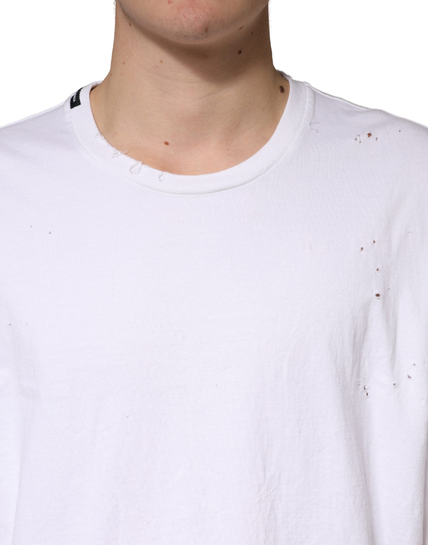 White Cotton Crewneck Short Sleeve T-Shirt