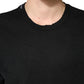 Black Cotton Crewneck Short Sleeve  T-Shirt