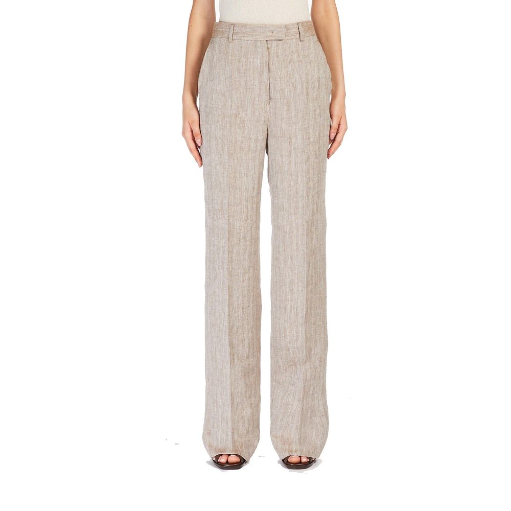 Brown Linen Casual Pants