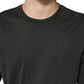 Black Cotton Crewneck Short Sleeve  T-Shirt