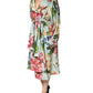 Green Floral Silk Wrap Midi Long Sleeve Dress