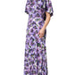 Purple Floral Silk Stretch Elegant Gown  Dress