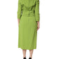 Green Silk Sweetheart Neckline Midi  Dress