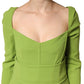 Green Silk Sweetheart Neckline Midi  Dress