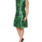 Green Clover Print Sleeveless A-Line  Dress