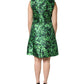 Green Clover Print Sleeveless A-Line  Dress