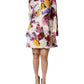 Multicolor Floral Cotton Longsleeves Midi Dress