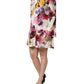 Multicolor Floral Cotton Longsleeves Midi Dress