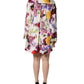Multicolor Floral Cotton Longsleeves Midi Dress