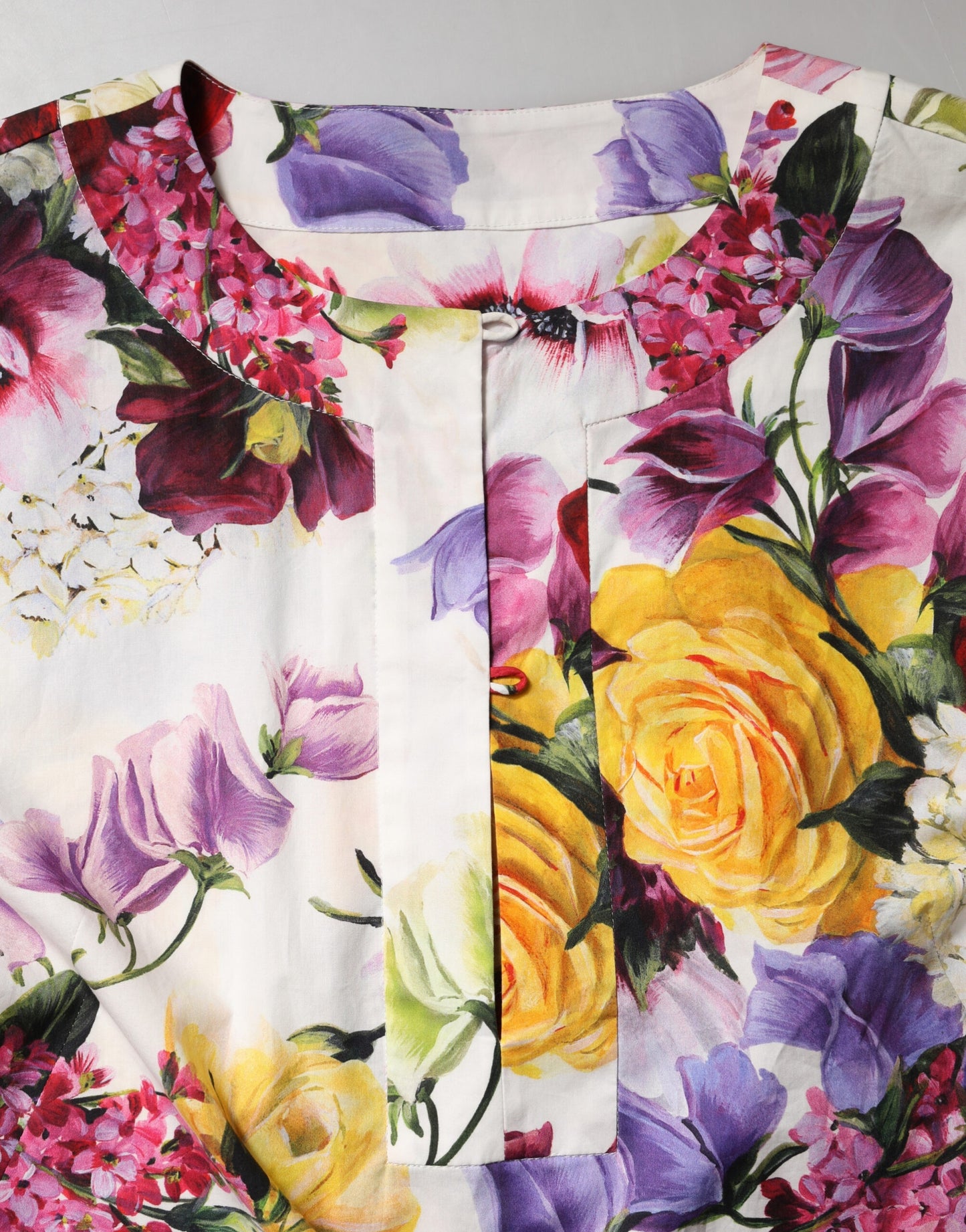 Multicolor Floral Cotton Longsleeves Midi Dress