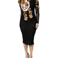 Black Lace Faux Fur Tiger Appliqué Sheath Dress