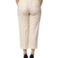 Ivory Wool Mid Waist Cropped Trouser Pants