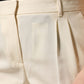 Ivory Wool Mid Waist Cropped Trouser Pants