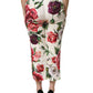 Multicolor Rose Floral Cropped Trousers Pants