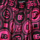 Black Fuchsia Silk Logo Elastic Waist Shorts