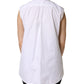 White Cotton Pleated Sleeveless Button Down Top