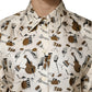 Beige Musical Instrument Print Short Sleeve Top