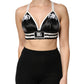 Black Floral Silk Satin Crop Logo Bralette Top